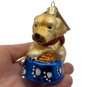 Old World Christmas Labrador puppy Christmas tree ornament glass sparkly lab